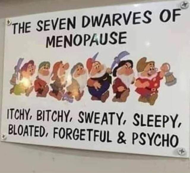 ITCHY BITCHY SWEATY SLEEPY BLOATED FORGETFyL PSYCHO