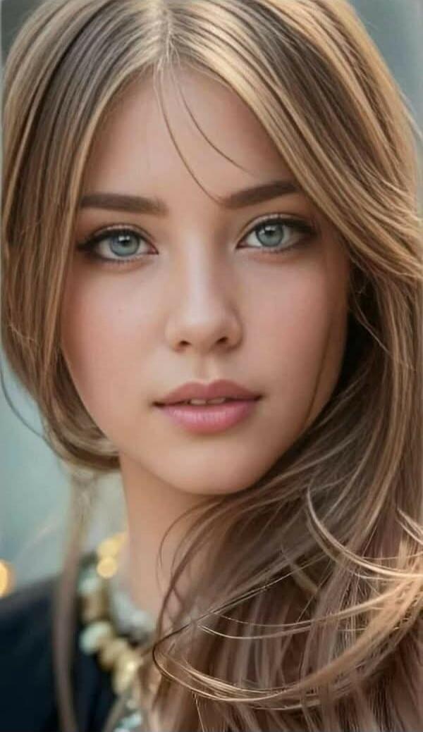 Portrait of a young woman with light brown hair and blue eyes.