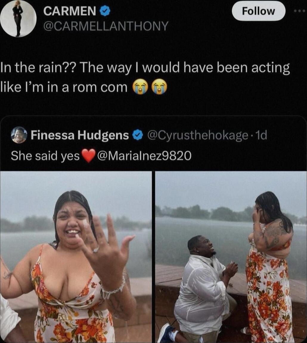 RMELLANTHONY CARMEN In the rain The way would have been acting like m in a rom com 4 Finessa Hudgens She said yes Marialnez9820