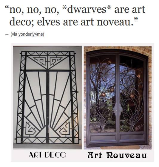 no no no dwarves are art deco elves are art noveau via yonderlydme K I 1 N X i VNS AN o ARTDCCO Art Rouveau
