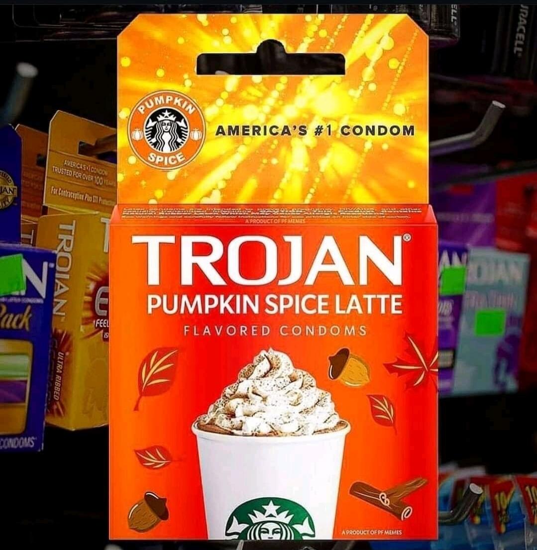 TROJAN PUMPKIN SPICE LATTE FLAVORED CONDOMS AMERICA'S #1 CONDOM