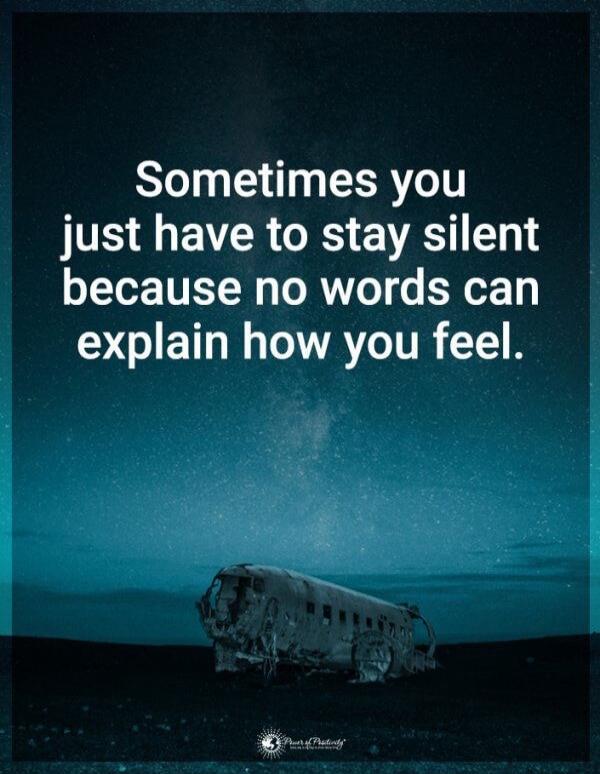 Sometimes you just have to stay silent because no words can explain how you feel.