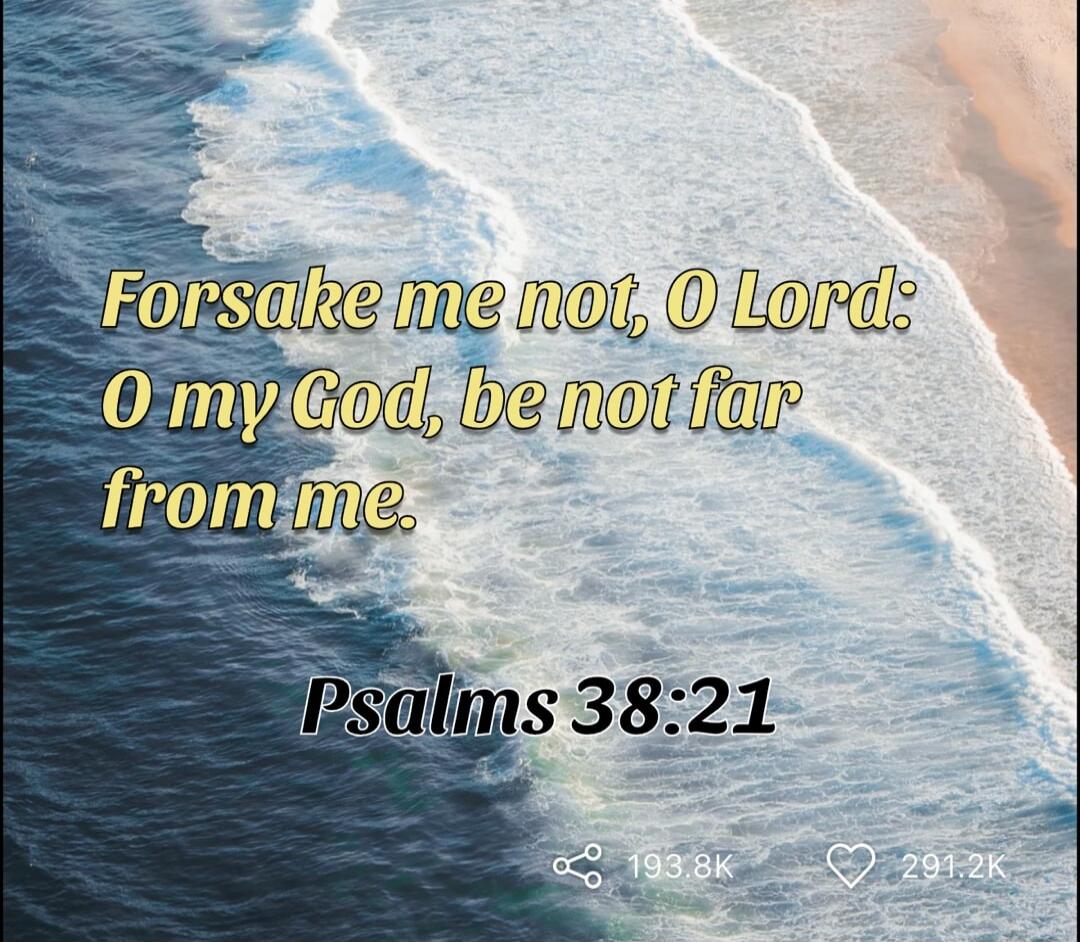 Forsake me not, O Lord: O my God, be not far from me. Psalms 38:21