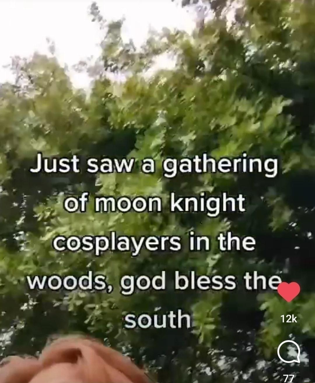 Just saw a L dlgle lof moon knlght g cosplayers in the wopgs fefola Mol 3 P south 12 Jf VoS w2 o