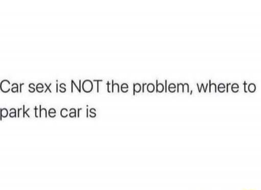 Car sex is NOT the problem, where to park the car is
