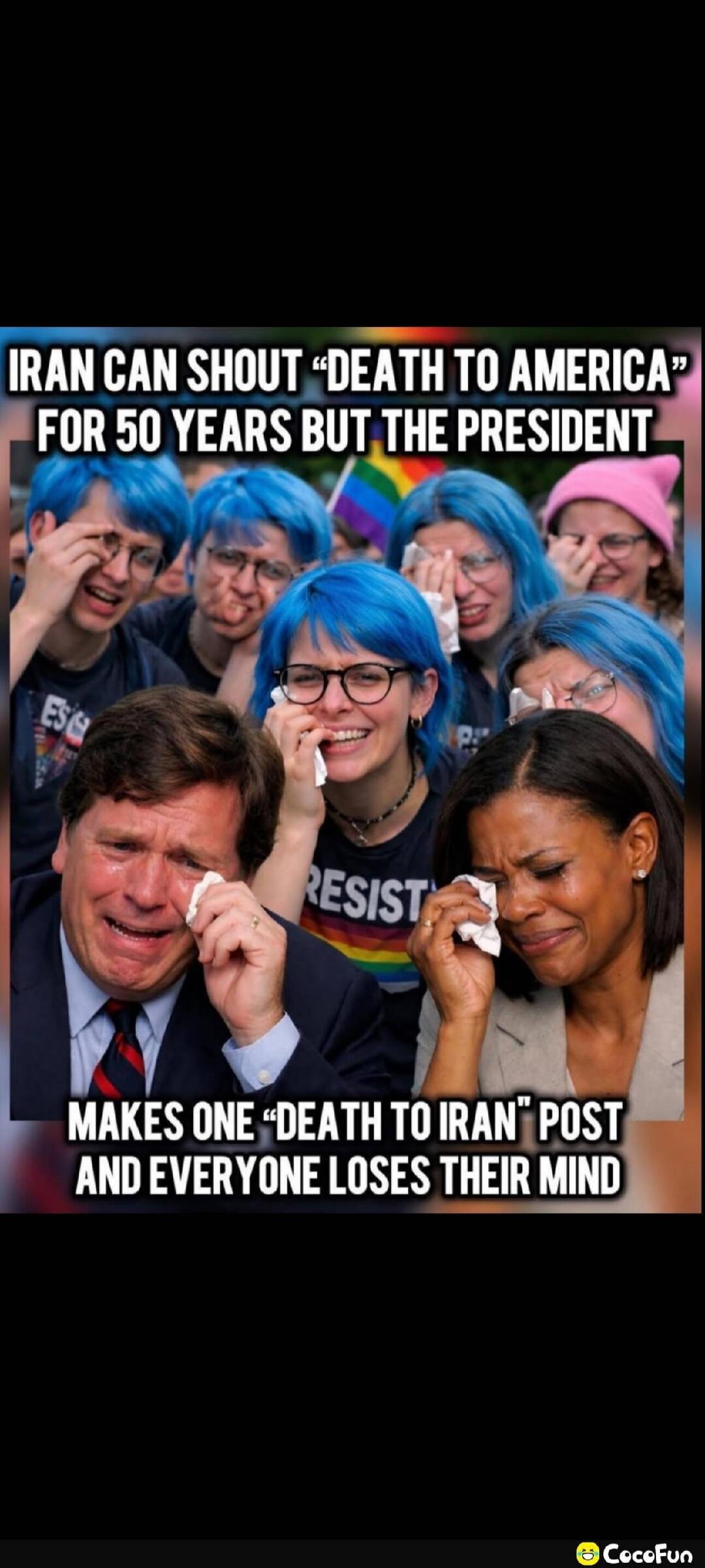 IRAN CAN SHOUT “DEATH TO AMERICA” FOR 50 YEARS BUT THE PRESIDENT MAKES ONE “DEATH TO IRAN” POST AND EVERYONE LOSES THEIR MIND