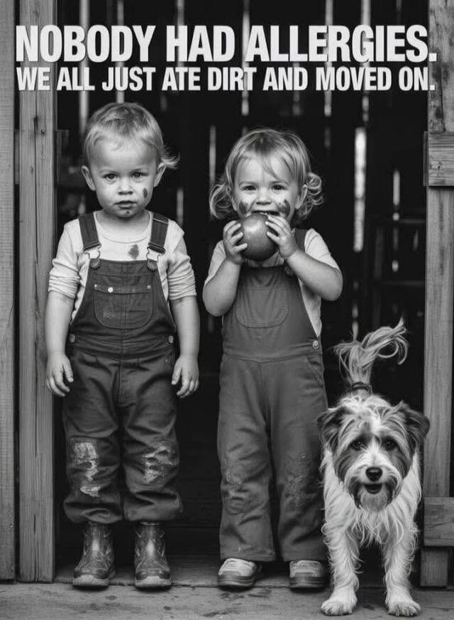 NOBODY HAD ALLERGIES. WE ALL JUST ATE DIRT AND MOVED ON.