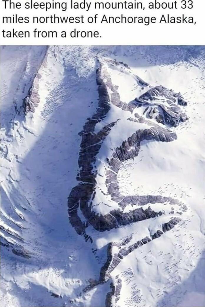 The sleeping lady mountain about 33 miles northwest of Anchorage Alaska taken from a drone