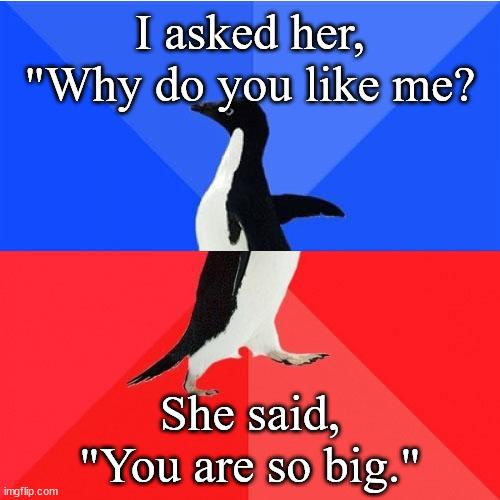 faskedher Why do youlikeme A She said You aresolbigt