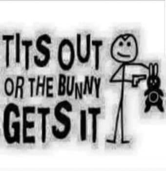 TITS OUT OR THE BUNNY GETS IT