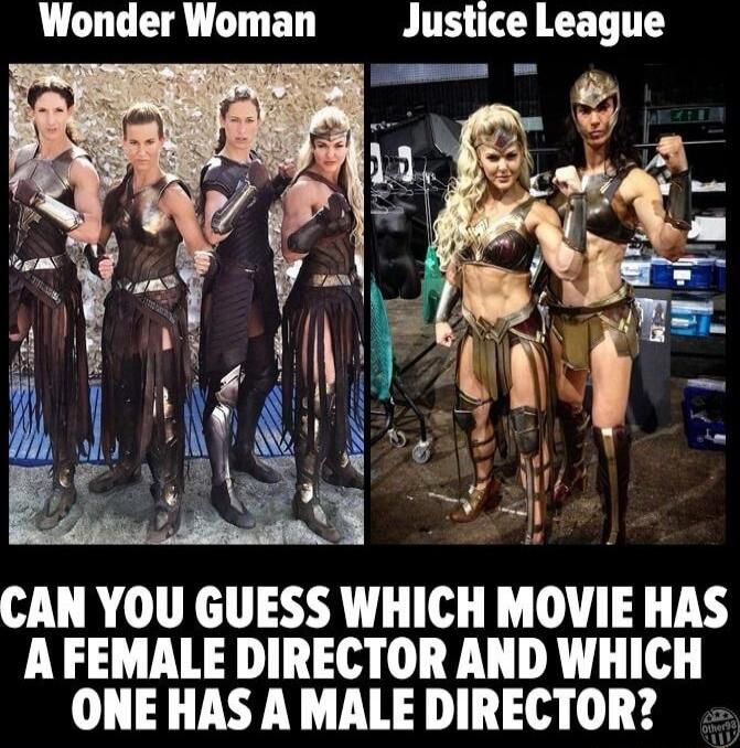 Wonder Woman Justice League CAN YOU GUESS WHICH MOVIE HAS A FEMALE DIRECTOR AND WHICH ONE HAS A MALE DIRECTOR?