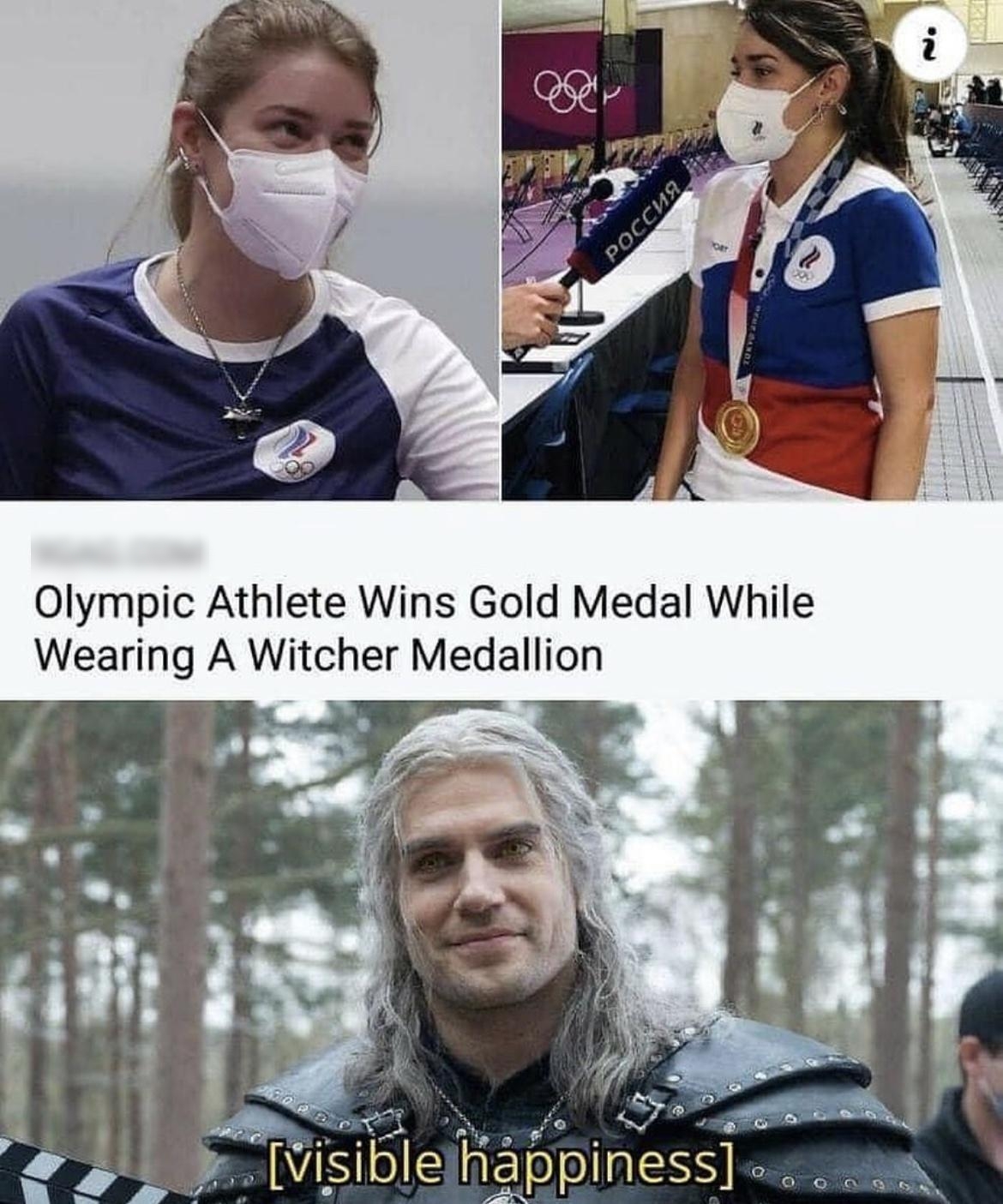 Olympic Athlete Wins Gold Medal While Wearing A Witcher Medallion 1 F se om rold 2 VSbe happlnESS oo A S