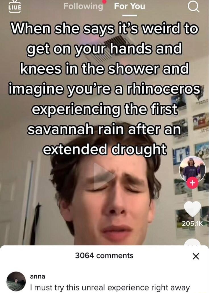 T Following For You Q Winah S SENS iES Wallie 0 CIEREN VU WECS EES R SheWEr elnel MECIME YR eIy 3064 comments unreal experience right away