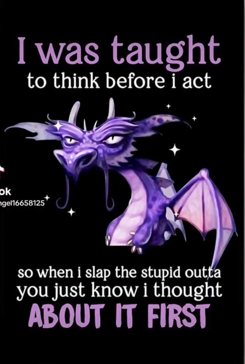 I was taught to think before I act, so when I slap the stupid outta you, just know I thought ABOUT IT FIRST.