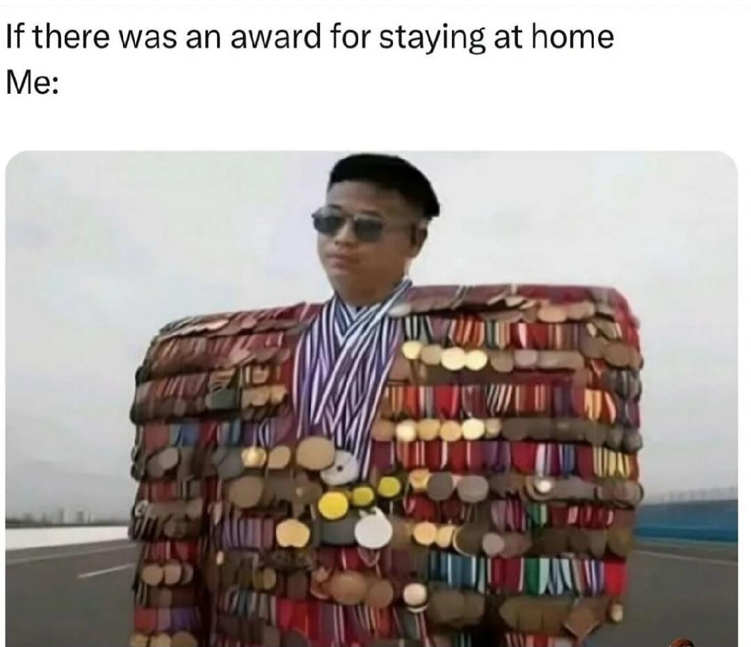 If there was an award for staying at home Me: