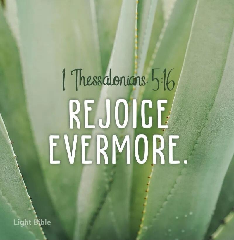1 Thessalonians 5:16 REJOICE EVERMORE. Light Bible