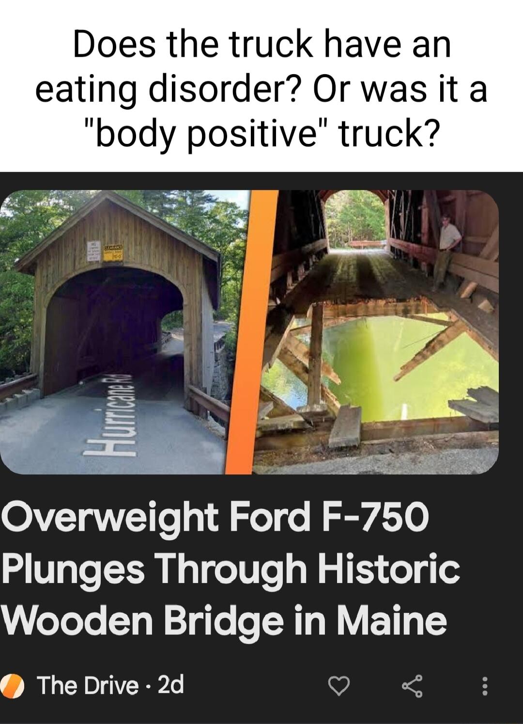 Does the truck have an eating disorder Or was it a body positive truck IVEVWTTTe ll SeT o ll 741 0 Plunges Through Historic JeTeTo Ty 1 g Te o TR T NIV 1 The Drive 2d VRS