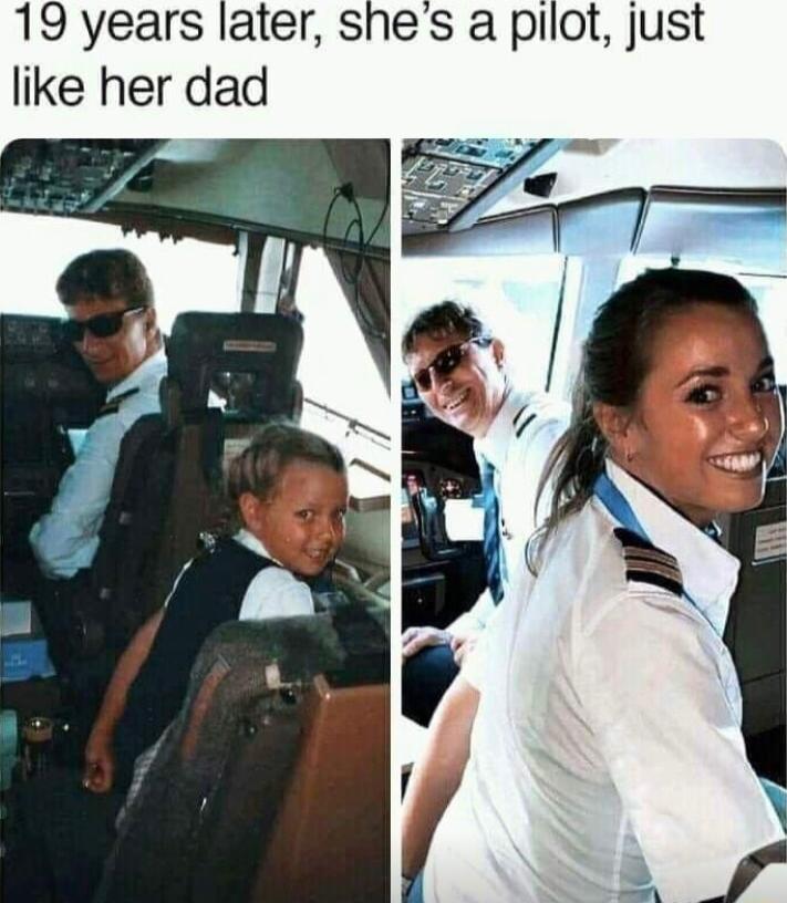 19 years later shes a pilot just like her dad