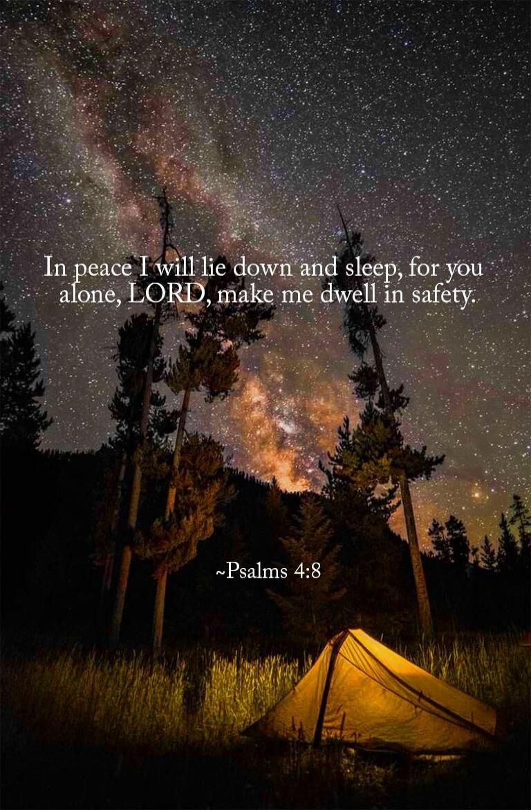 In peace I will lie down and sleep, for you alone, LORD, make me dwell in safety. ~Psalms 4:8