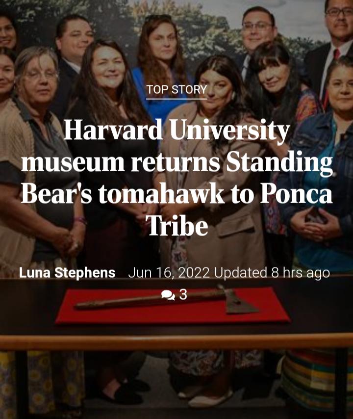 4T WSS S d TOP STORJv fHarvargUlversity museum returns Standing Bears tomahawk to Ponca Tribe RV E R 1 RNV g R0 A A Bl ol 1 T RS alR Te o 3