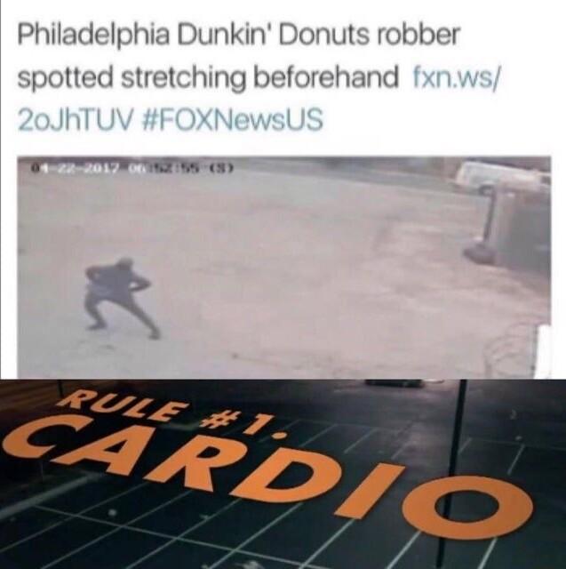 Philadelphia Dunkin Donuts robber potted stretching beforehand FT o