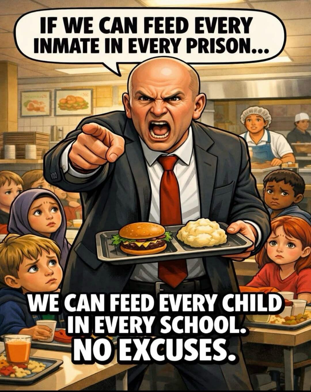 IF WE CAN FEED EVERY INMATE IN EVERY PRISON... WE CAN FEED EVERY CHILD IN EVERY SCHOOL. NO EXCUSES.