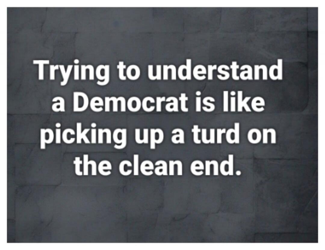 Trying to understand a Democrat is like picking up a turd on the clean end.