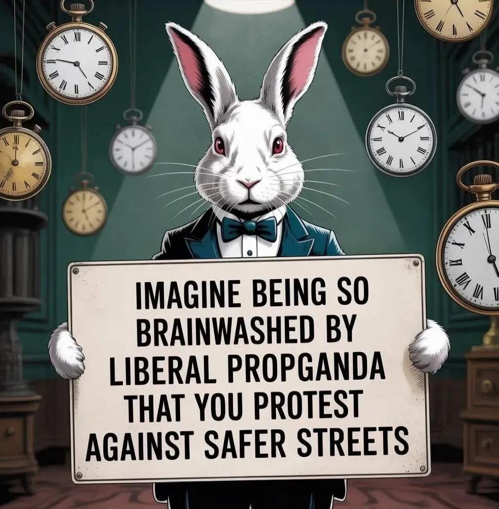 IMAGINE BEING SO BRAINWASHED BY LIBERAL PROPAGANDA THAT YOU PROTEST AGAINST SAFER STREETS
