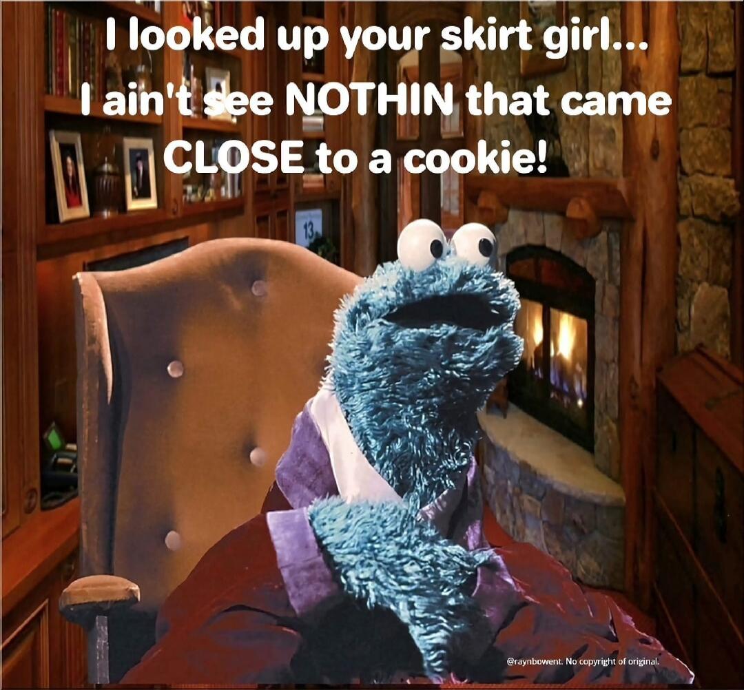I looked up your skirt girl... I ain't see NOTHIN that came CLOSE to a cookie!