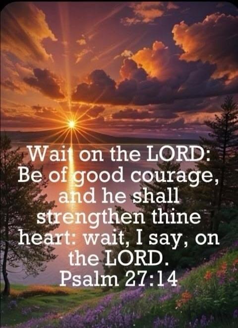 Wait on the LORD: Be of good courage, and he shall strengthen thine heart: wait, I say, on the LORD. Psalm 27:14