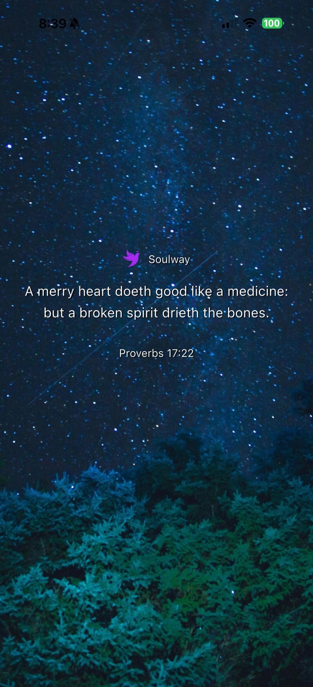 Soulway. A merry heart doeth good like a medicine: but a broken spirit drieth the bones. Proverbs 17:22