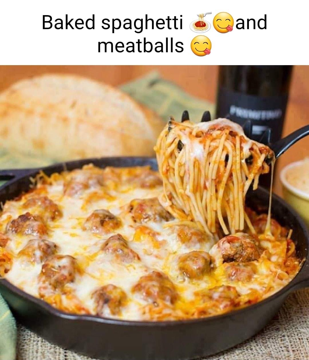 Baked spaghetti 3and meatballs