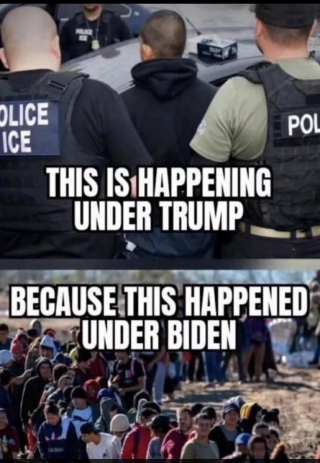 POLICE ICE. THIS IS HAPPENING UNDER TRUMP. BECAUSE THIS HAPPENED UNDER BIDEN.