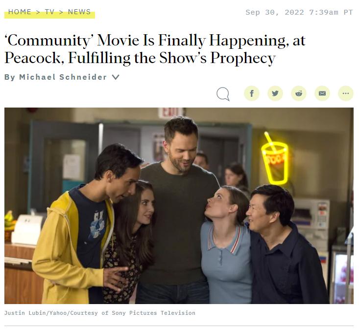 mmunity Movie Is Finally Hapy Peacock Fulfilling the Shows Prophecy By Michael Schneider v