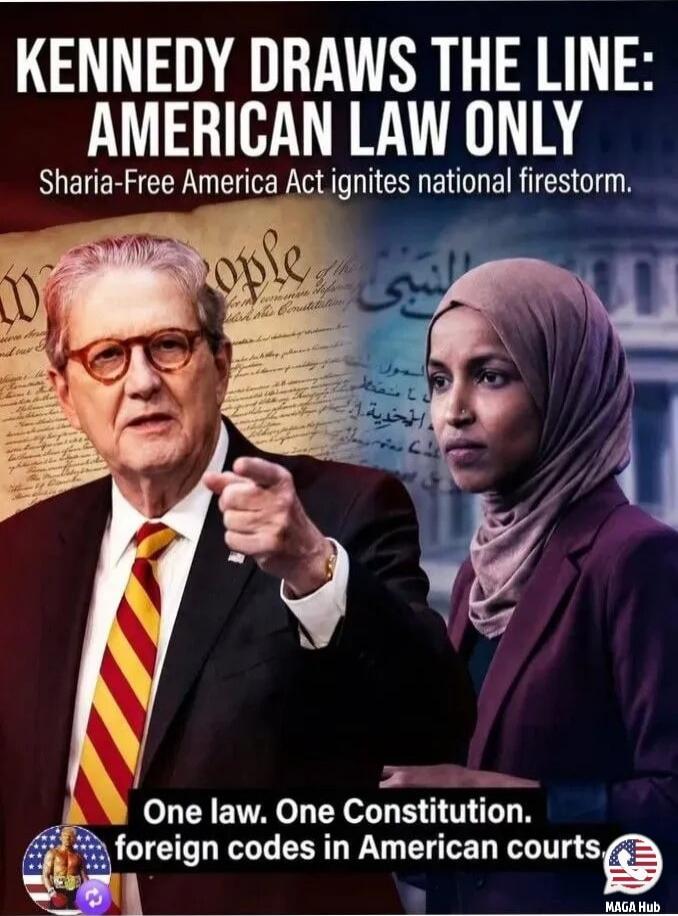 KENNEDY DRAWS THE LINE: AMERICAN LAW ONLY. Sharia-Free America Act ignites national firestorm. One law. One Constitution. foreign codes in American courts