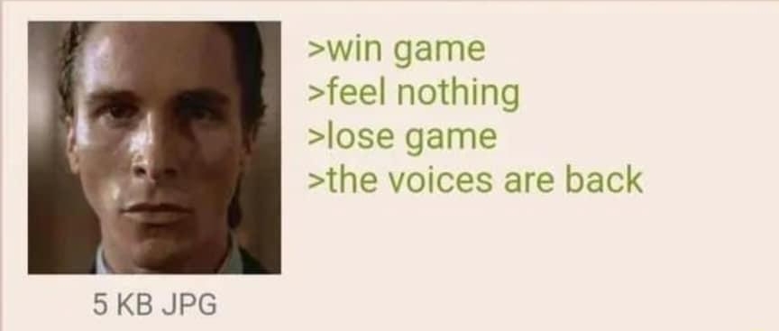 Anonymous 071322Wed130041 No6 win game feel nothing lose game the voices are back 5 KB JPG