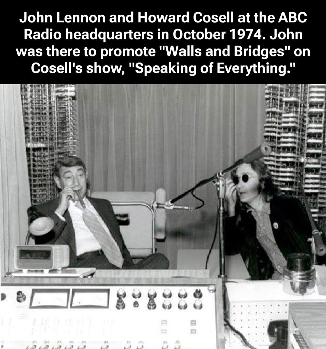John Lennon and Howard Cosell at the ABC Radio headquarters in October 1974. John was there to promote 