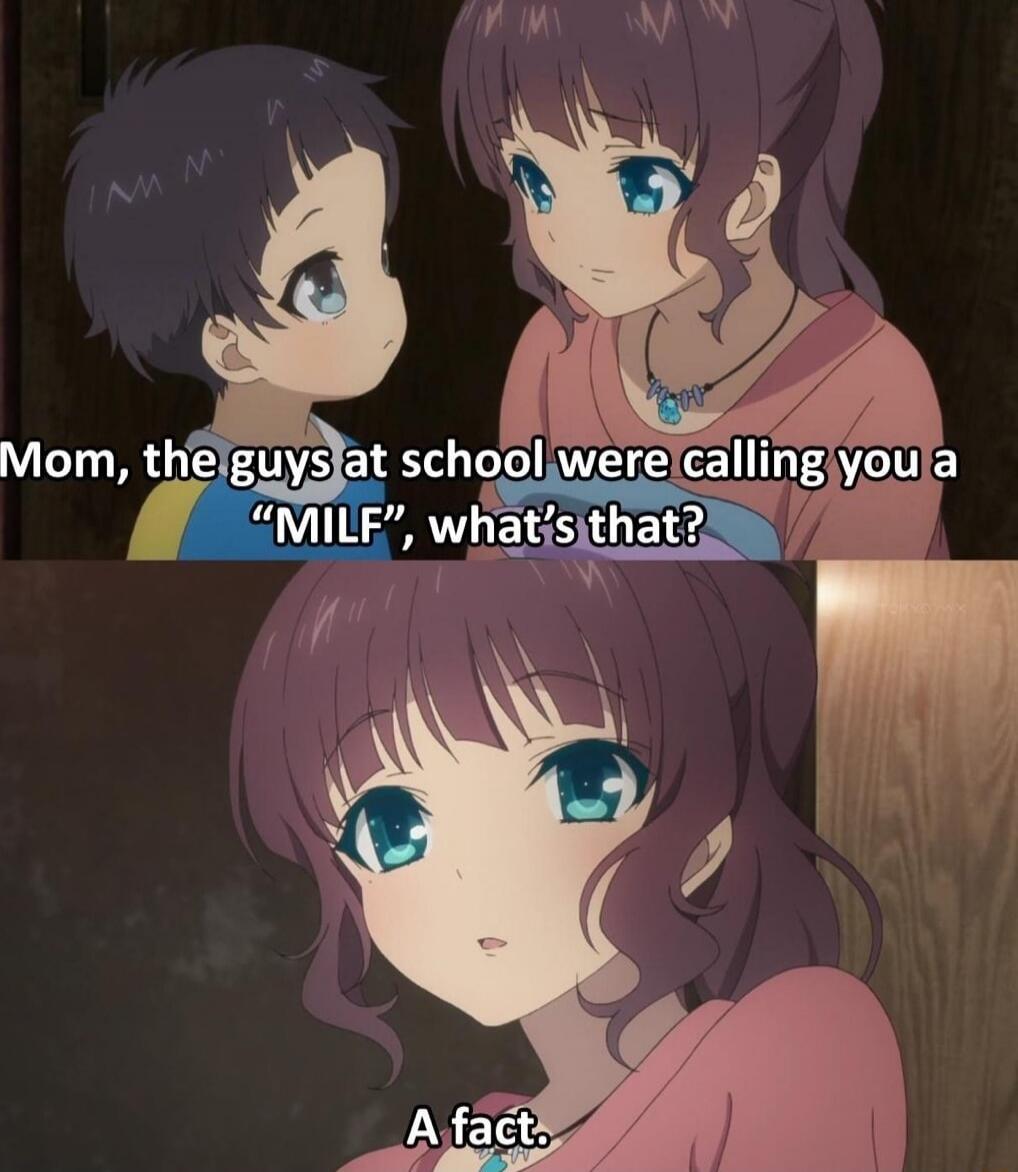 Mom, the guys at school were calling you a “MILF”, what’s that?
A fact.