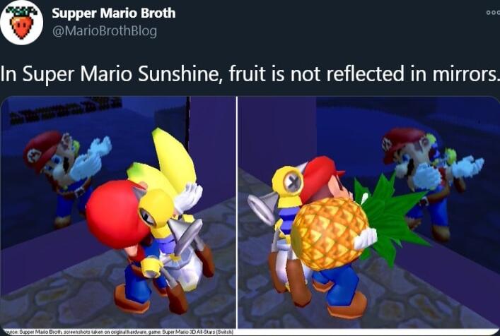 Supper Mario Broth MarioBrothc In Super Mario Sunshine fruit is not reflected in mirrors