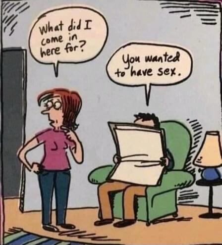 What did I come in here for? You wanted to have sex.