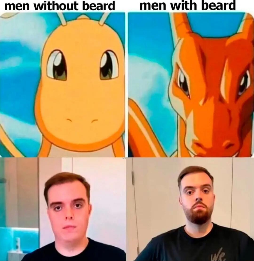 men without beard  |  men with beard