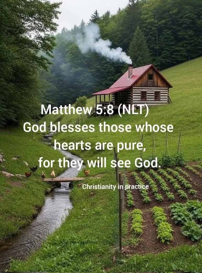 Matthew 5:8 (NLT) God blesses those whose hearts are pure, for they will see God. Christianity in practice