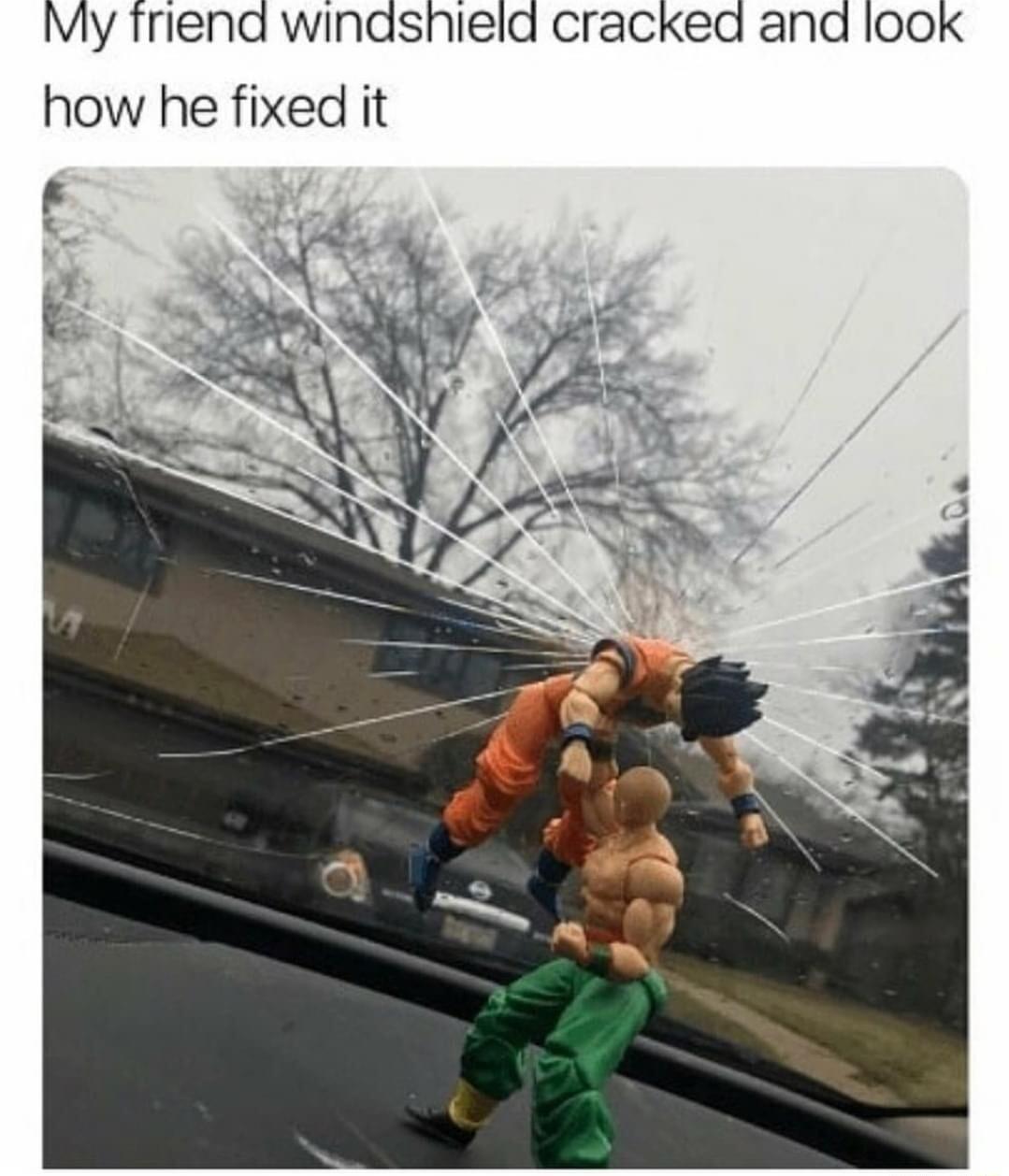 My friena windshield cracked and 100K how he fixed it