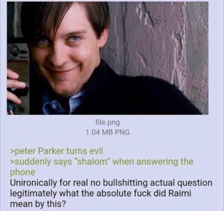 i Anonymous 082621Thu203933 No155481485 Unironically for real no bullshitting actual question legitimately what the absolute fuck did Raimi mean by this
