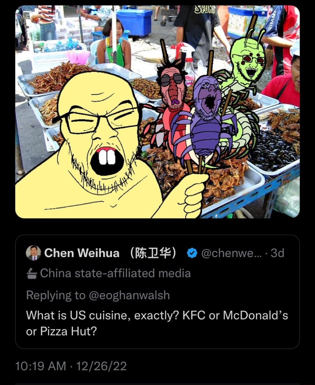 9 Chen Weihua FRD chenw What is US cuisine exactly KFC or McDonalds or Pizza Hut