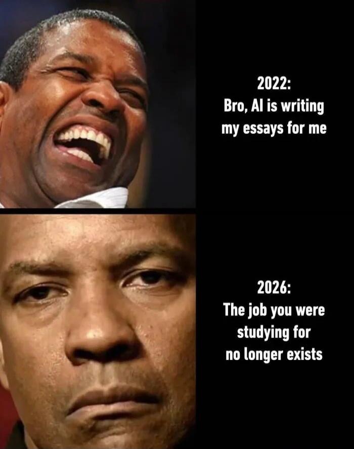 2022: Bro, AI is writing my essays for me. 2026: The job you were studying for no longer exists.