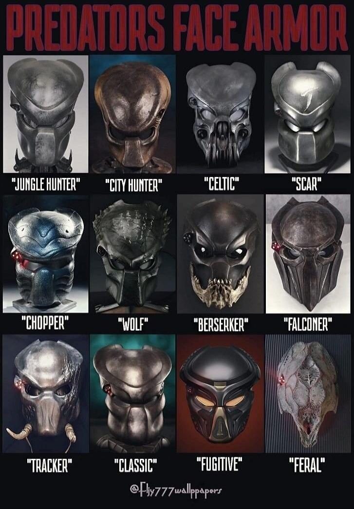 PREDATORS FACE ARMOR Jungle Hunter City Hunter Celtic Scar Chopper Wolf Berserker Falconer Tracker Classic Fugitive Feral