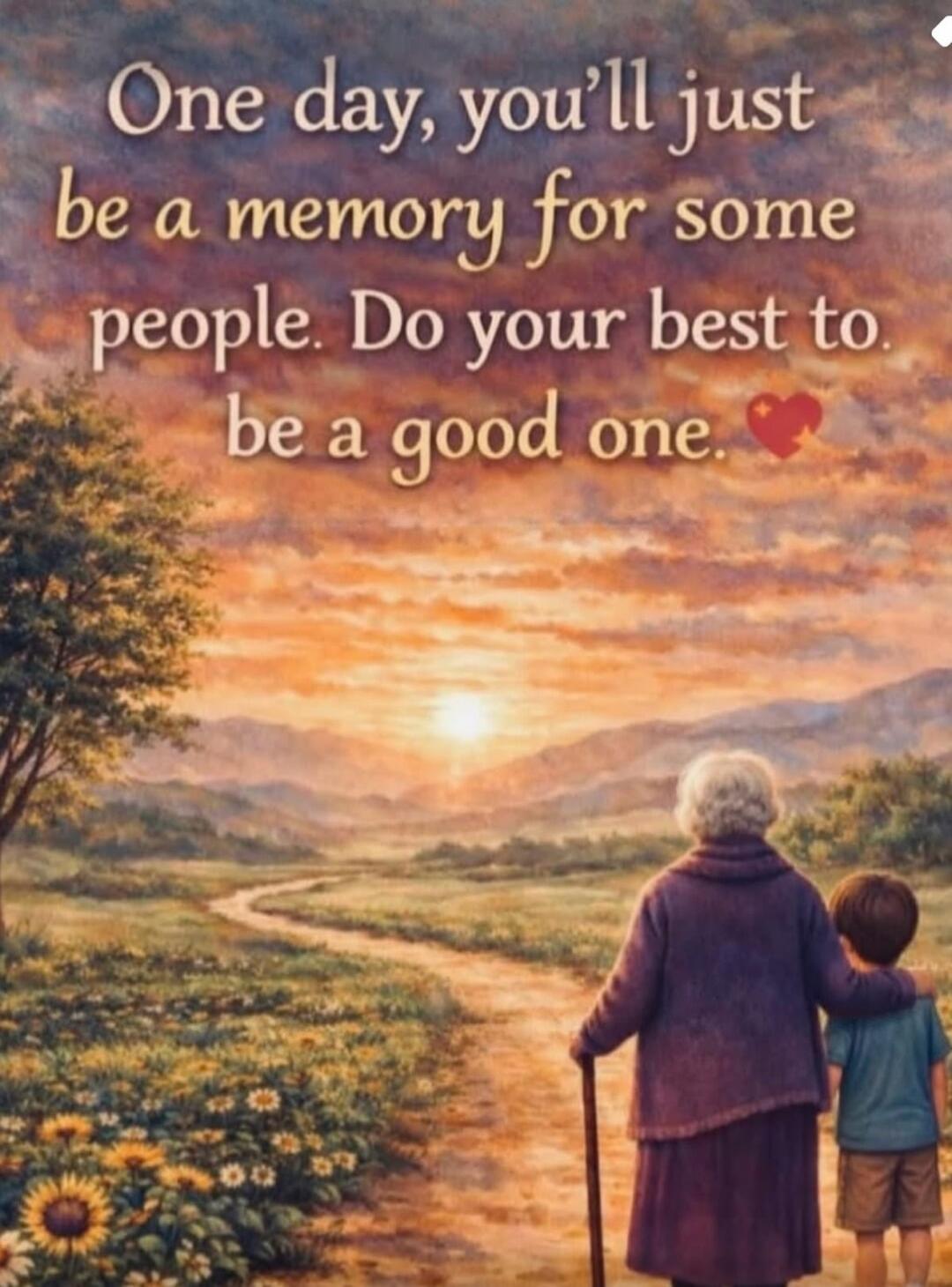 One day, you'll just be a memory for some people. Do your best to be a good one.