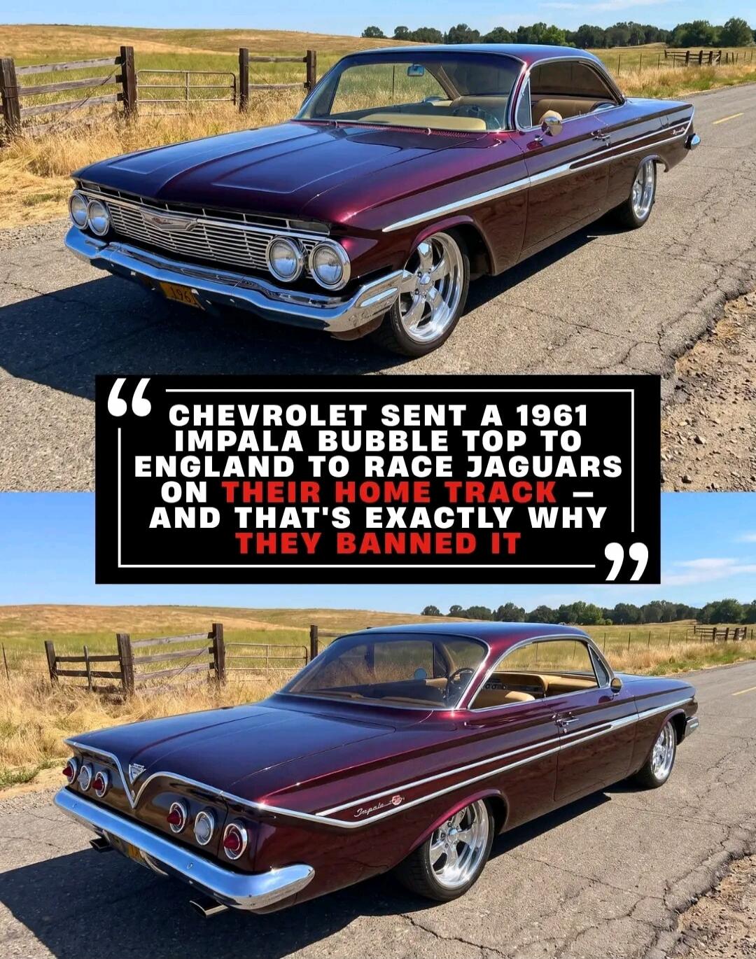 CHEVROLET SENT A 1961 IMPALA BUBBLE TOP TO ENGLAND TO RACE JAGUARS ON THEIR HOME TRACK - AND THAT'S EXACTLY WHY THEY BANNED IT