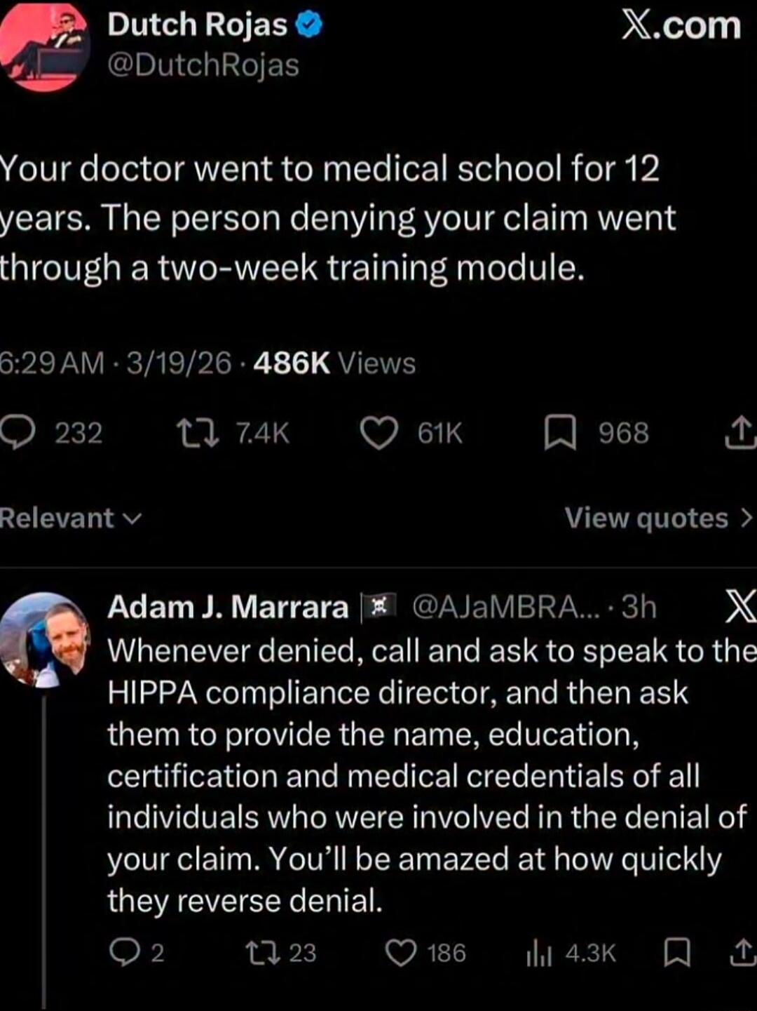 Your doctor went to medical school for 12 years. The person denying your claim went through a two-week training module. Whenever denied, call and ask to speak to the HIPPA compliance director, and then ask them to provide the name, education, certification and medical credentials of all individuals who were involved in the denial of your claim. You